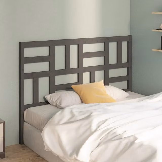 Berkfield Home Grey Solid Pine Wood Bed Headboard, W: 126 cm, D: 4 cm, H: 104 cm