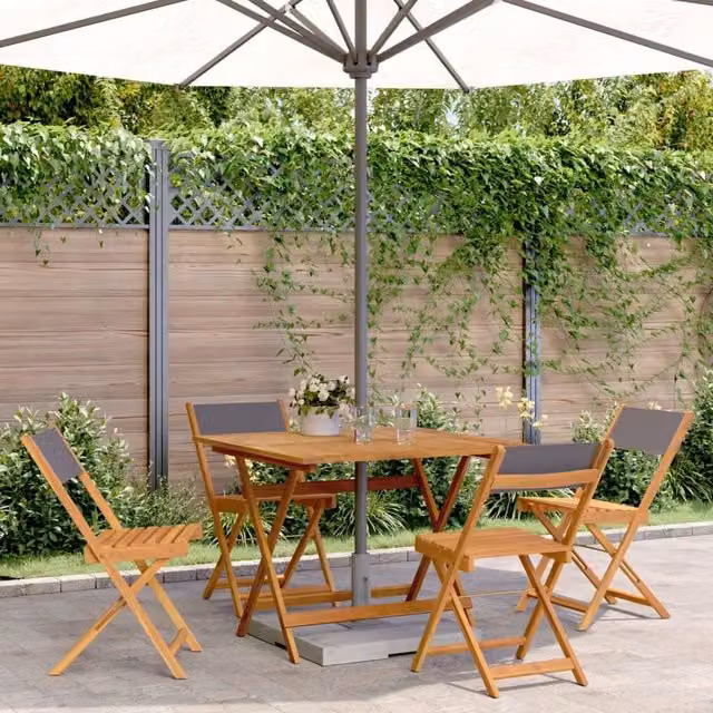 Berkfield Home 5 Piece Modern Garden Dining Set in Anthracite Fabric and Acacia Wood