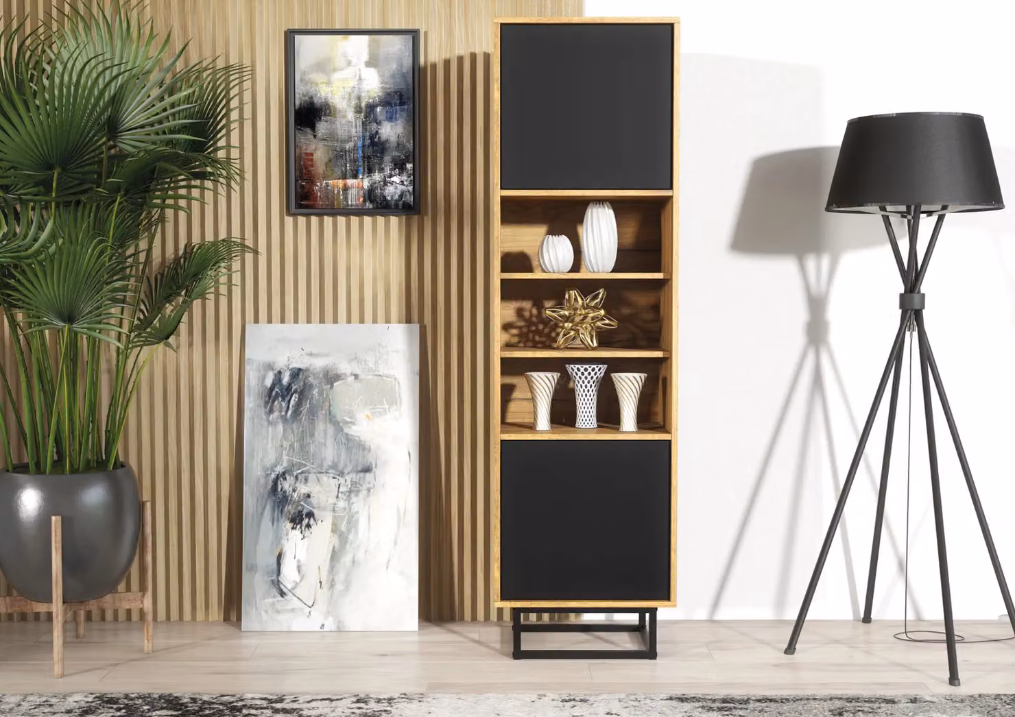 Creative Furniture Loft Display Cabinet in Oak and Black Matt – 2