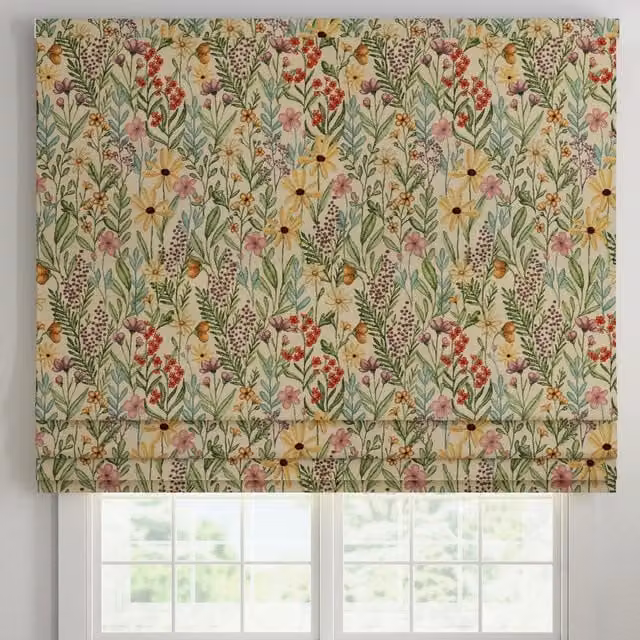 ANTE DECOR Meadow Tapestry Made To Measure Blackout Roman Blind in Multicolour Floral Design