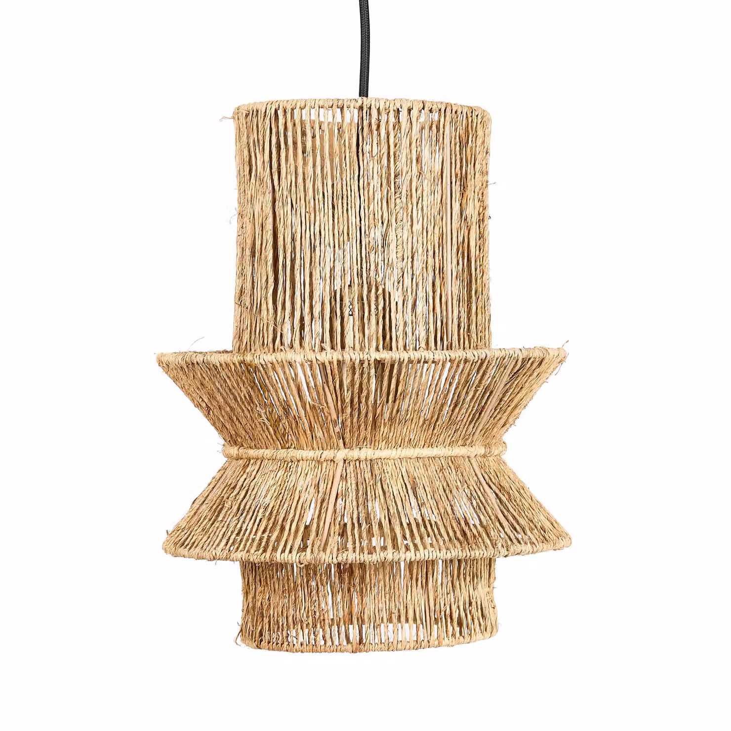 Dibor Organic Boho Ceiling Light Shade in Brown Rattan and Jute Rope, H32 x D25 cm – 2