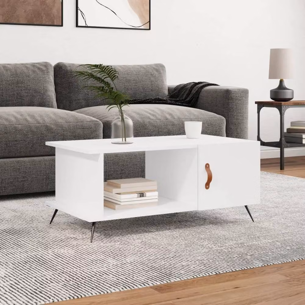 Berkfield Home Modern White Rectangular Coffee Table W/D/H: 90 x 50 x 40 cm – 2