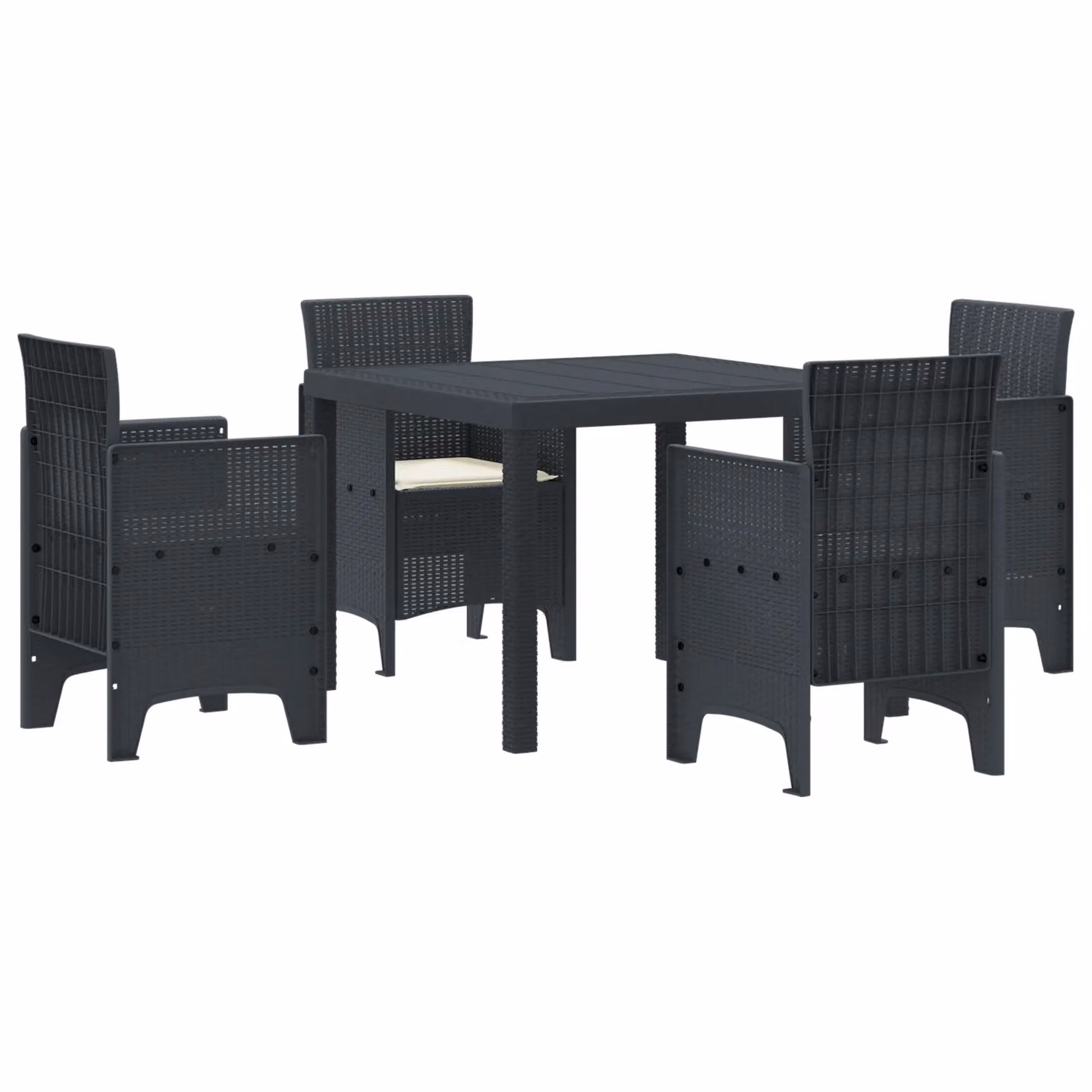 Berkfield Home 5 Piece Anthracite Poly Rattan Garden Dining Set with Cushions – 2
