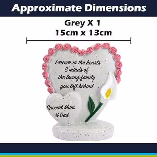 VFM e-Store Memorial Flower Pot Ornament in Grey, W/D/H: 15 x 15 x 13 cm