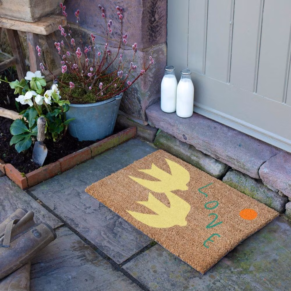 Artsy Mats Elizabeth Olwen Swan Love Coir Doormat in Brown, W: 60 cm, D: 40 cm – 3