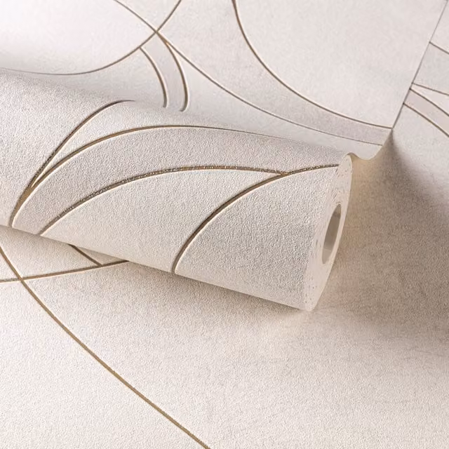Grandeco White Geometric Abstract Modern Vinyl Textured Wallpaper Roll