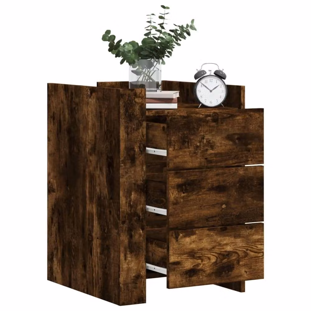 Berkfield Home Bedside Cabinet in Smoked Oak Brown, W/D/H: 45 x 50 x 65 cm – 1