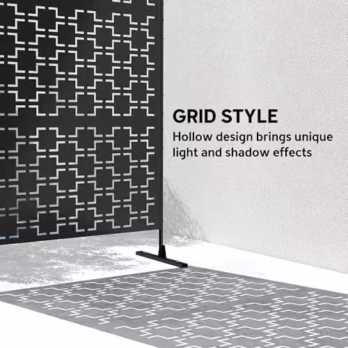 Outsunny Black Metal Freestanding Outdoor Privacy Screen, H 198.0 x W 122.0 x D 45.0 cm – 3