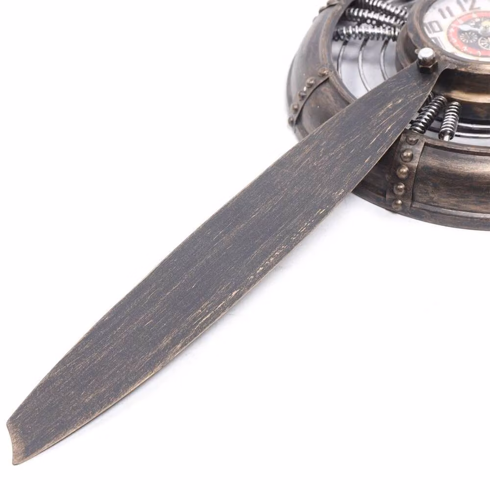 SPETLEK Industrial Retro Airplane Propeller Iron Wall Clock in Bronze – 4