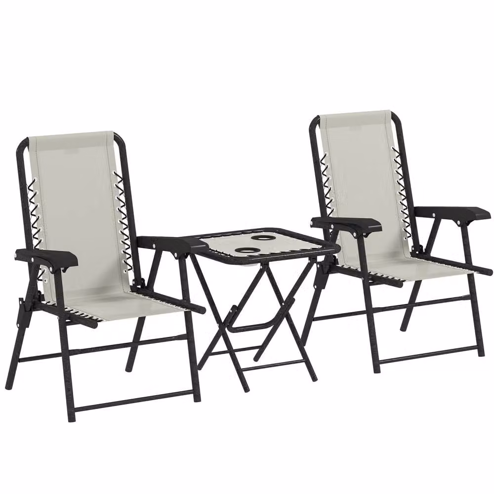 Wyld Haus Diroke 3 Piece Folding Bistro Set in White and Black – 2