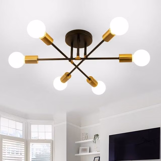Goeco Modern Industrial Ceiling Light in Black and Gold/Brass – 1