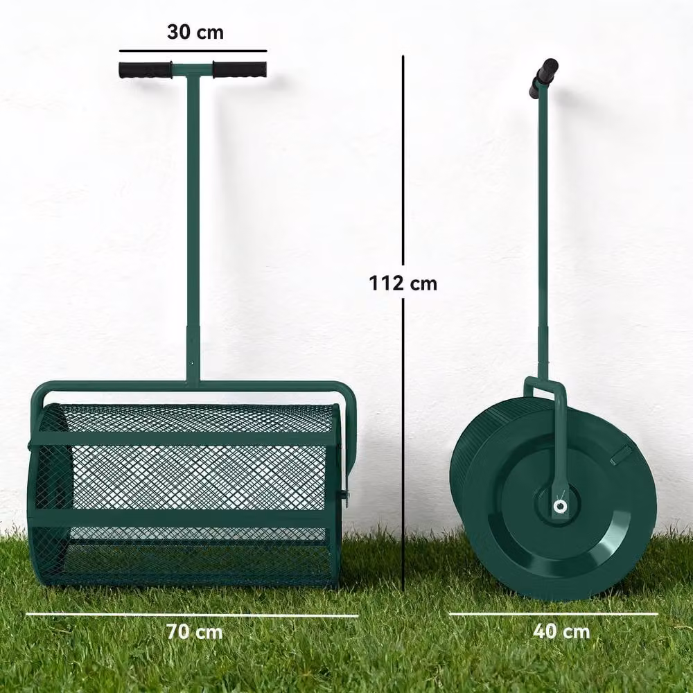 OUTSUNNY Green Metal Compost Spreader with Height Adjustable Handle – 3