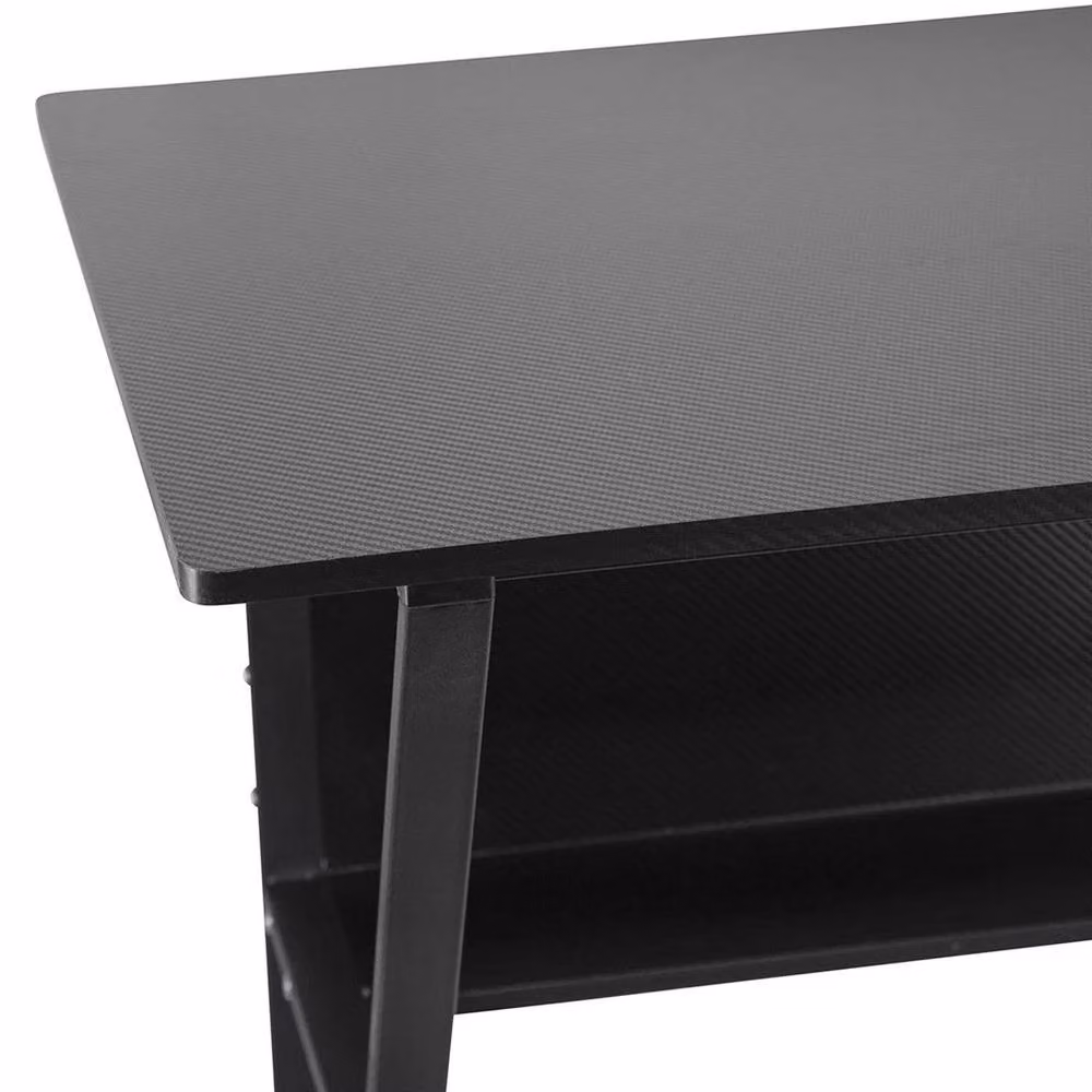 KORVIXA Modern Black Computer Desk with Storage Shelves, W/D/H: 100 x 100 x 100 cm – 4
