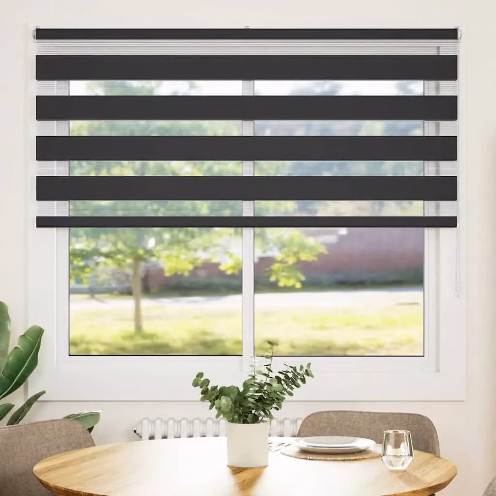 Berkfield Home Black Zebra Day and Night Blind with Polyester Fabric, W: 165 cm, H: 100 cm – 2