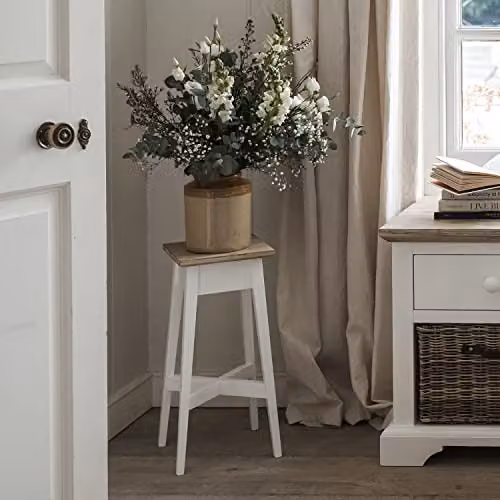 Statement Furniture Florence White Acacia Wood Plant Stand, H 50 x W 24 x D 24 cm – 3