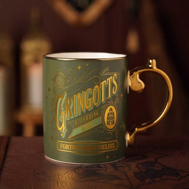 Widdop and Co Warner Bros Harry Potter Gringotts Bank Ceramic Mug in Green and Gold