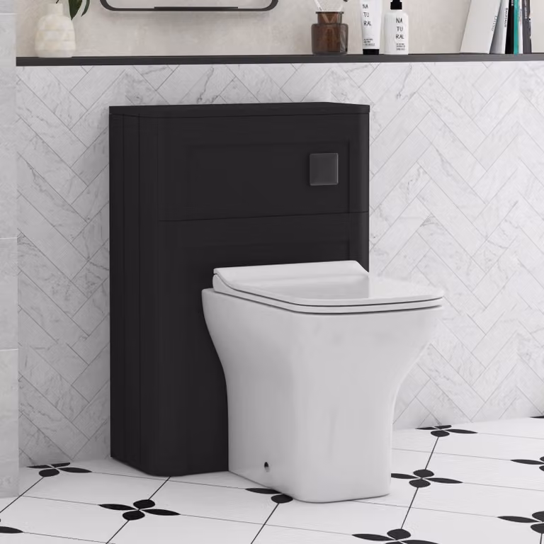 Royal Bathrooms Henley 550mm Matt Nocturne Black WC Unit with Qubix Ceramic Toilet Pan, Slim Seat and Concealed Cistern