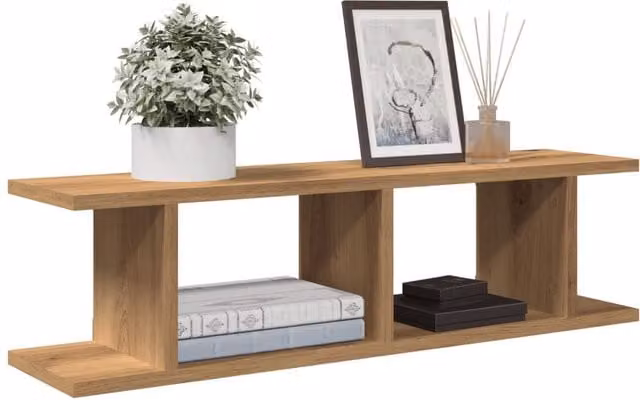 Berkfield Home Artisan Oak Wall Shelves, 2 Piece Brown Engineered Wood, W: 75 cm, D: 20 cm, H: 18 cm