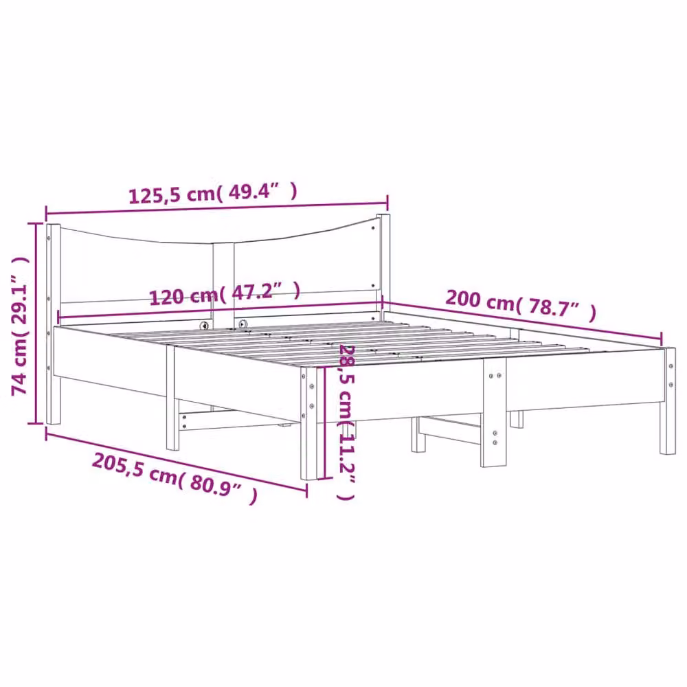 Berkfield Home Solid Wood Pine Bed Frame in Wax Brown W/D/H: 200 x 120 x 74 cm – 4
