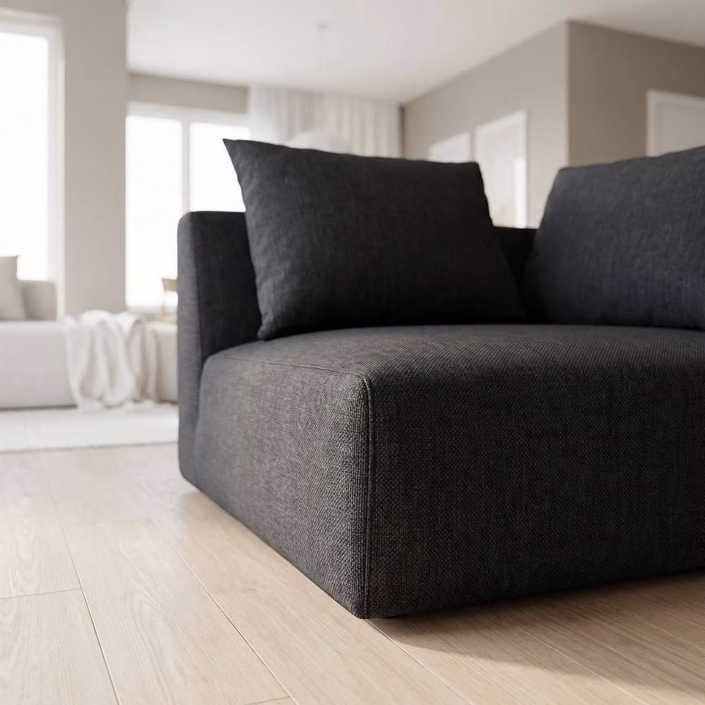 Abakus Direct Tokyo Right Corner Seat in Black Basket Weave Fabric with Deep Seat – 3