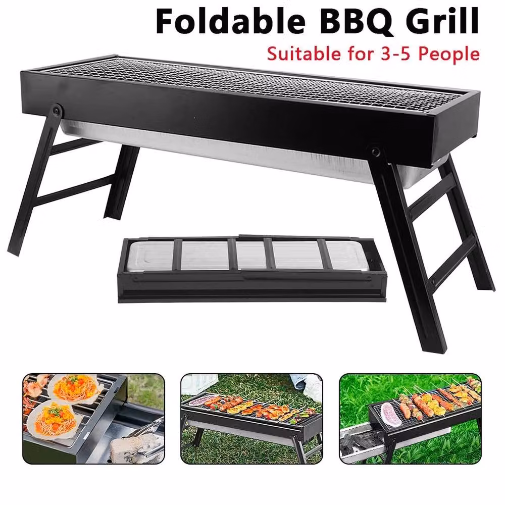 Nordara Portable Folding Steel Charcoal Tabletop BBQ Grill in Black – 4