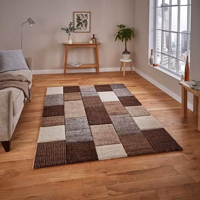 The Rug Shop UK Beige Handmade Modern Geometric Polypropylene Rug W: 200 cm, D: 290 cm