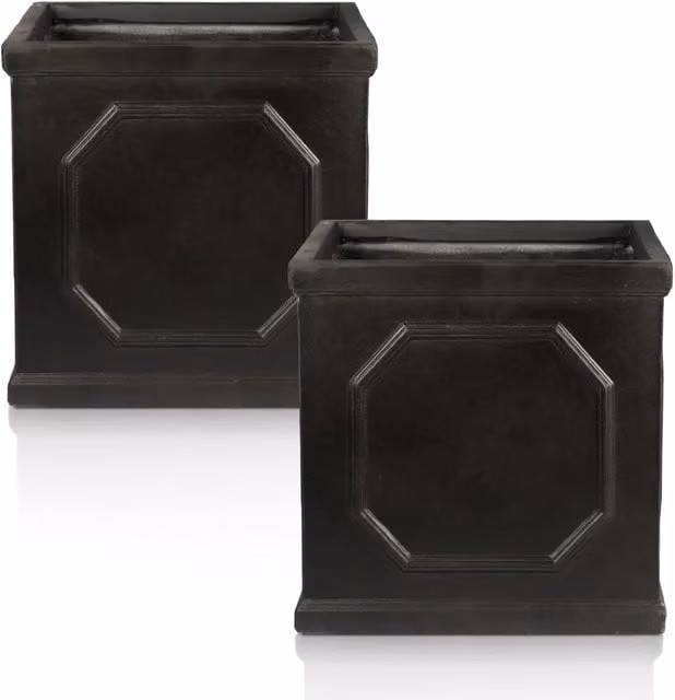 Set of 2 Idealist Chelsea Square Garden Planters in Charcoal Grey