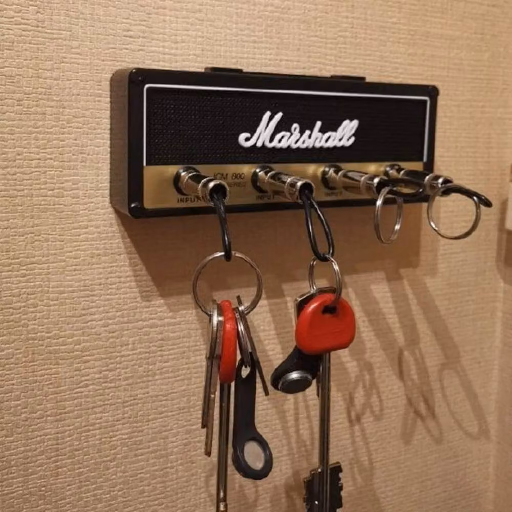 Kelvenix Wall Mounted Metal Guitar Key Holder Rack with Keychain Hooks in Multicolour, W: 190 cm, H: 35 cm, D: 35 cm – 3