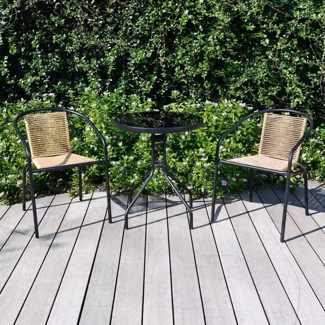 Outdoor Essentials Camden Bistro Set in Black