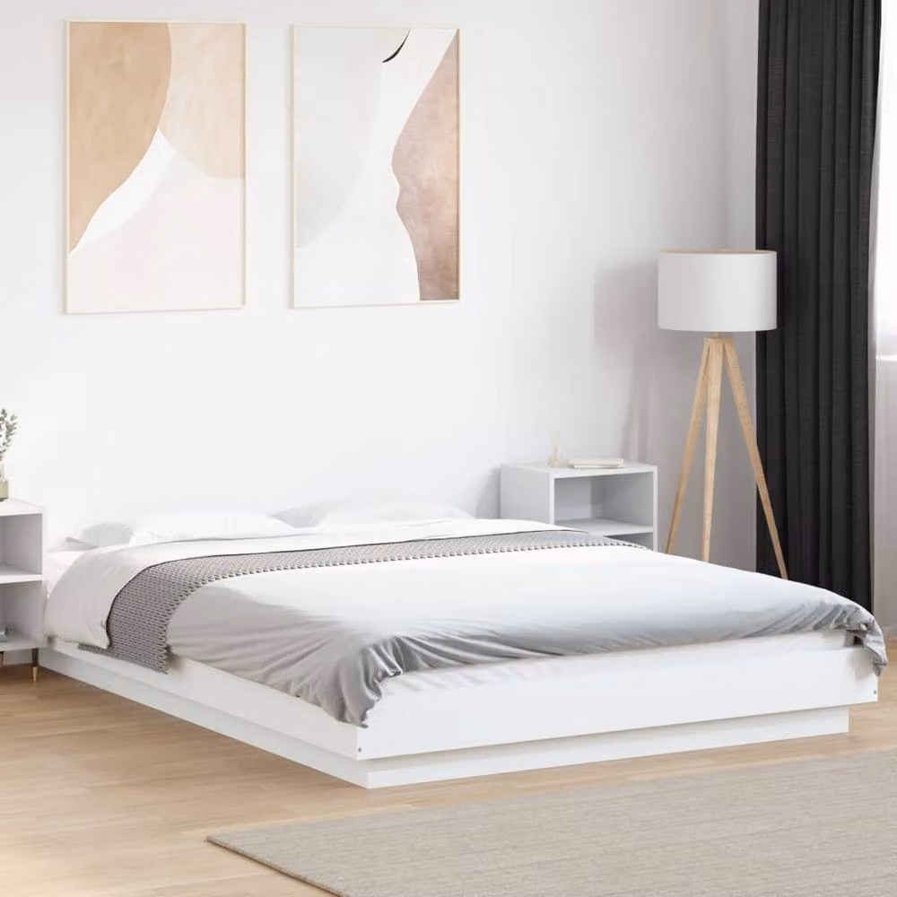 Berkfield Home Modern Bed Frame in White, W/D/H: 140 x 190 cm – 2