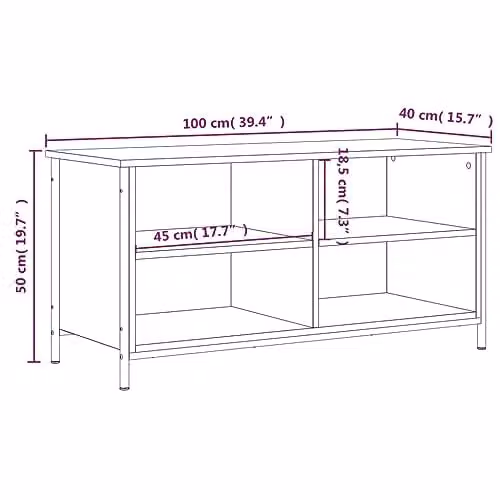 vidaXL Grey Sonoma TV Cabinet in Engineered Wood, W/D/H: 100 x 40 x 50 cm