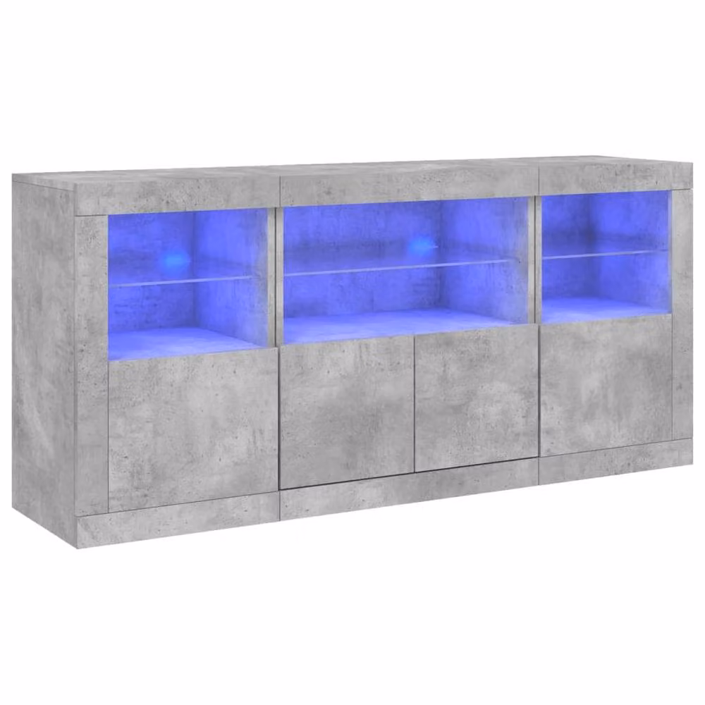 Berkfield Home Sideboard with Integrated LED Lights in Concrete Grey, W: 142.5 cm, D: 37 cm, H: 67 cm – 3