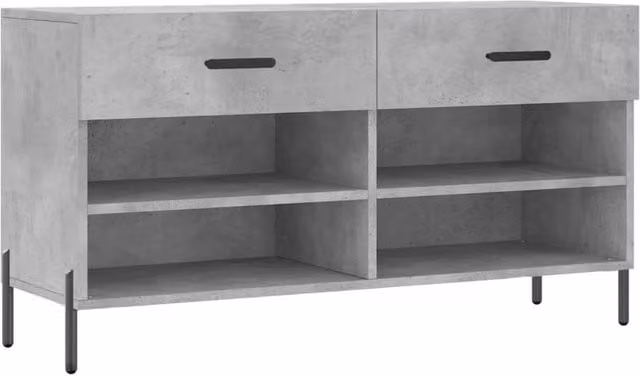 Berkfield Home Industrial Shoe Bench in Concrete Grey, W/D/H: 102 x 35 x 55 cm