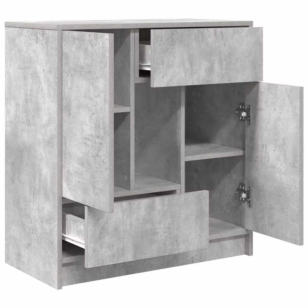 Berkfield Home Modern Sideboard with Drawers and Doors in Concrete Grey, W: 70.5 cm, D: 34 cm, H: 74.5 cm – 2