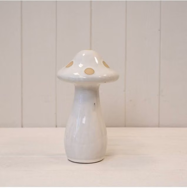 KDMD Medium Cream Ceramic Mushroom with Sand Dots