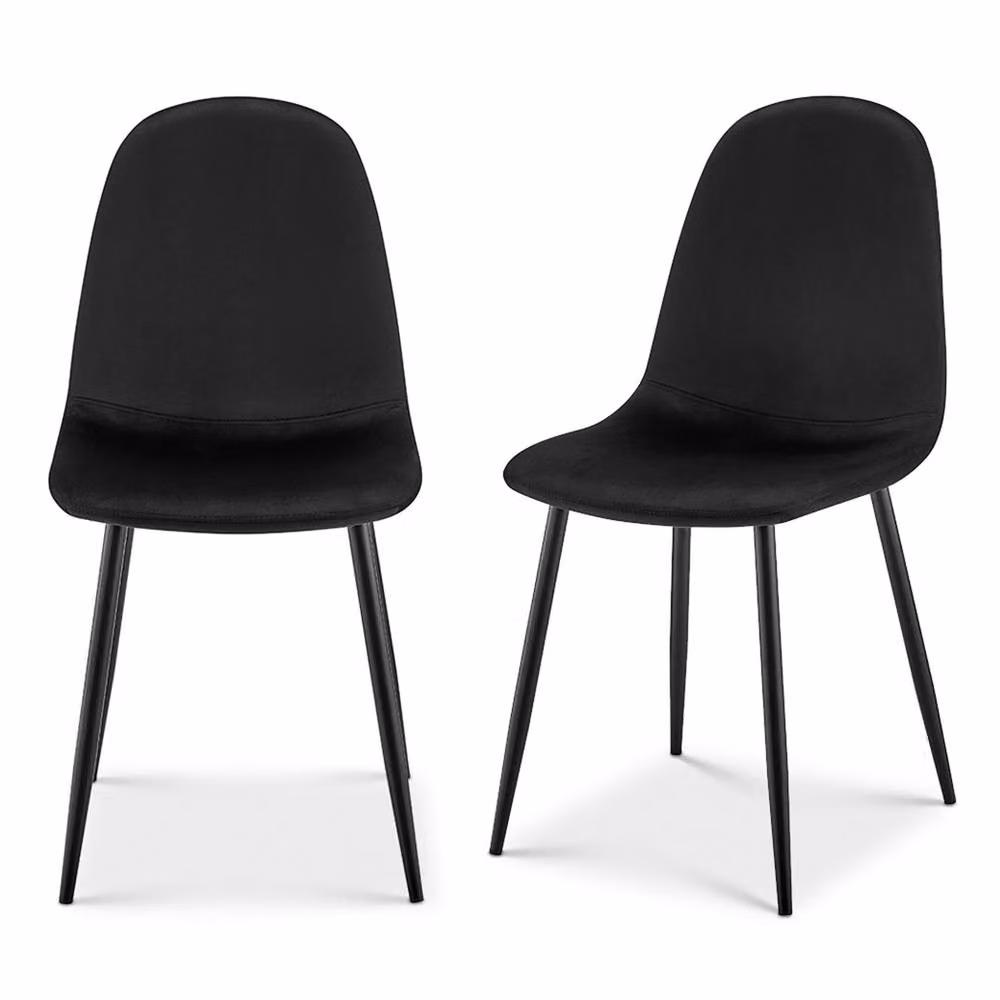 Bravich LTD Set of 4 Ron Black Velvet Dining Chairs with Metal Legs – 4