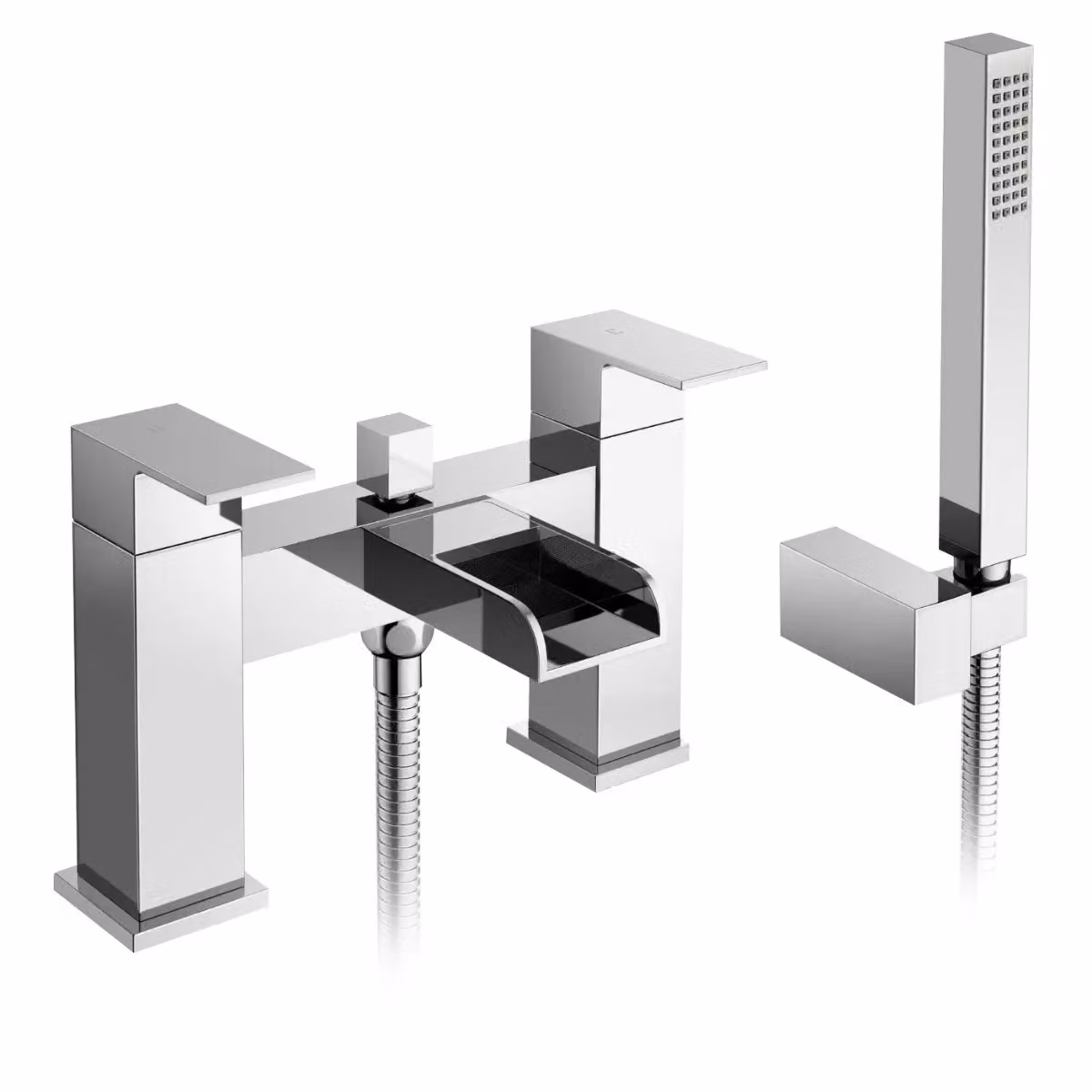 Nes Home Cascade Waterfall Bath Shower Mixer Tap with Handset in Chrome and Metallic Silver – 2