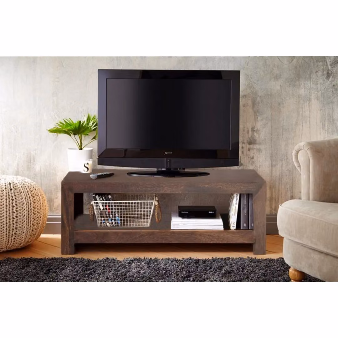 Jaipur Furniture Ltd Open Plazma TV Unit in Brown Mango Wood, W/D/H: 110 x 45 x 40 cm – 2