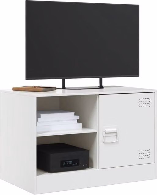 Berkfield Home Set of 2 White Steel TV Cabinets, W/D/H: 67 x 39 x 44 cm – 1