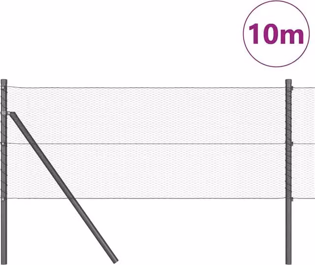 Berkfield Home Grey Powder-Coated Steel Hexagon Fence, W: 0.6 m, L: 10 m – 1