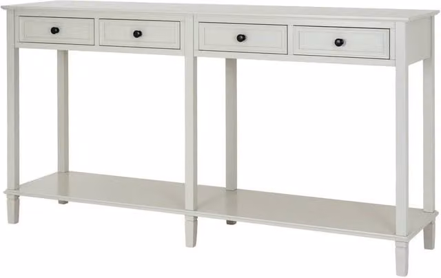 Lemon Pavilion Belmont Collection 4 Drawer Console Table, White, W: 160 cm, D: 40 cm, H: 86 cm