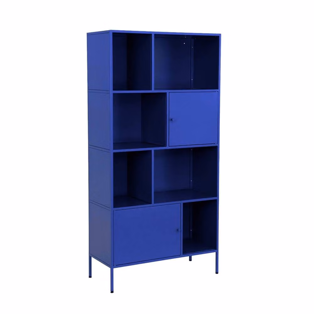 sweeek Industrial Metal Buffet Storage Unit with 8 Compartments in Blue, H: 160.5 cm x W: 80.0 cm x D: 28.0 cm – 2