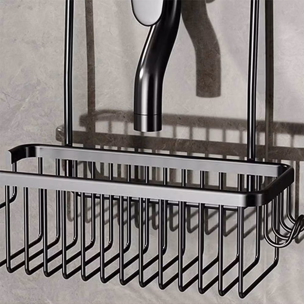 KORVIXA Hanging Modern Over Screen Bathroom Shower Caddy Rack in Black, W: 70 cm, H: 75 cm – 5