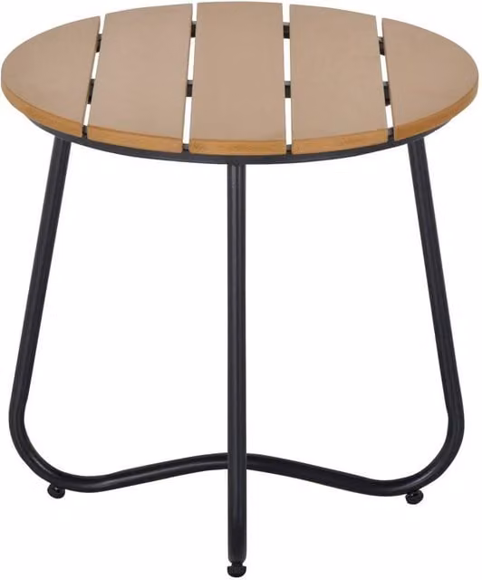 KORVIXA Round Outdoor Side Table in Brown with Adjustable Leg Pads – 1