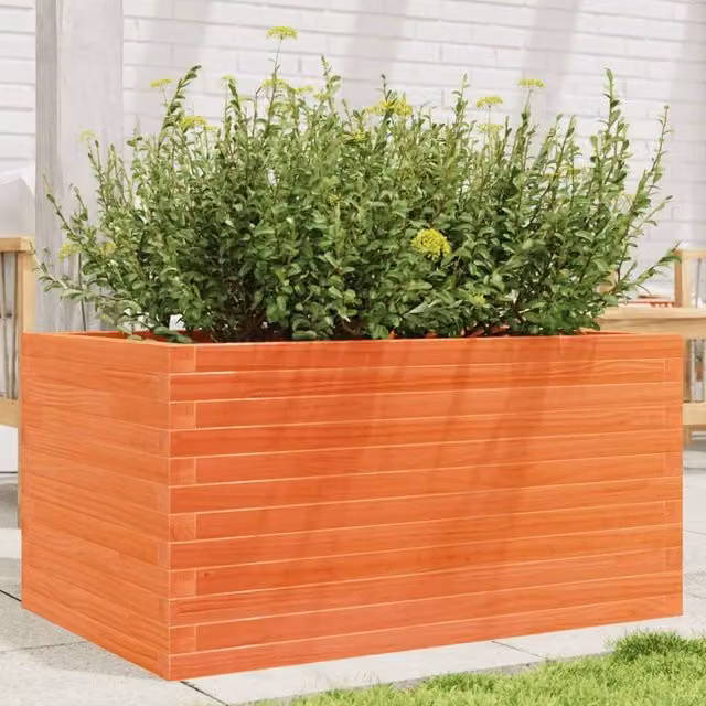 Berkfield Home Garden Planter in Brown Solid Wood, W: 90 cm, D: 60 cm, H: 45.5 cm