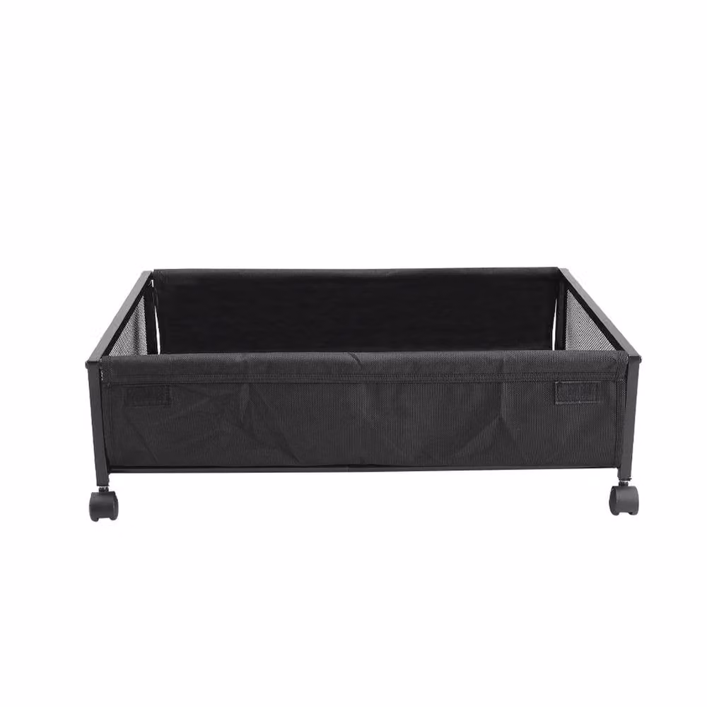 Garden Sanctuary Black Metal Mesh Under Bed Storage Containers with Wheels, 2 Pack – 1