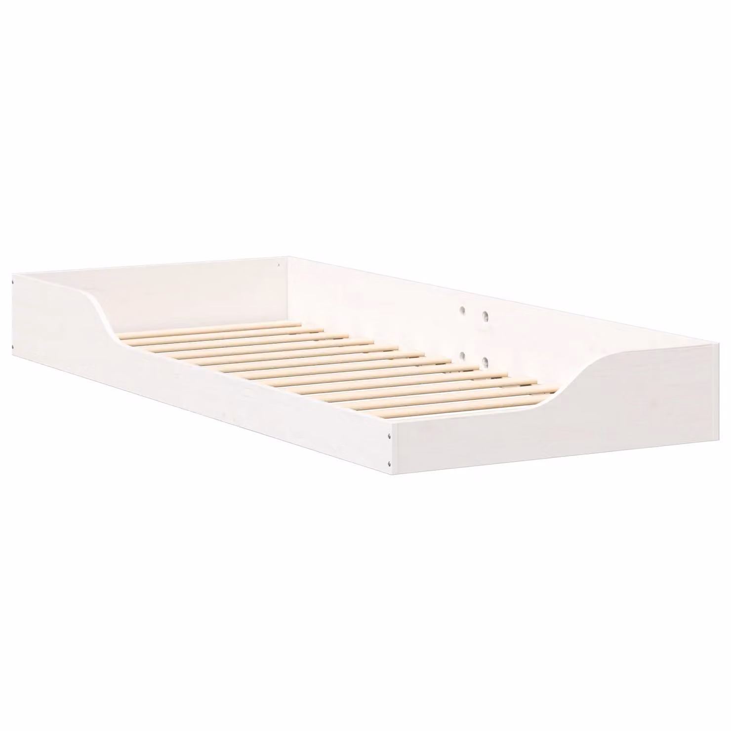 Berkfield Home White Solid Pine Wood Floor Bed Frame W: 90 cm, L: 220 cm – 2
