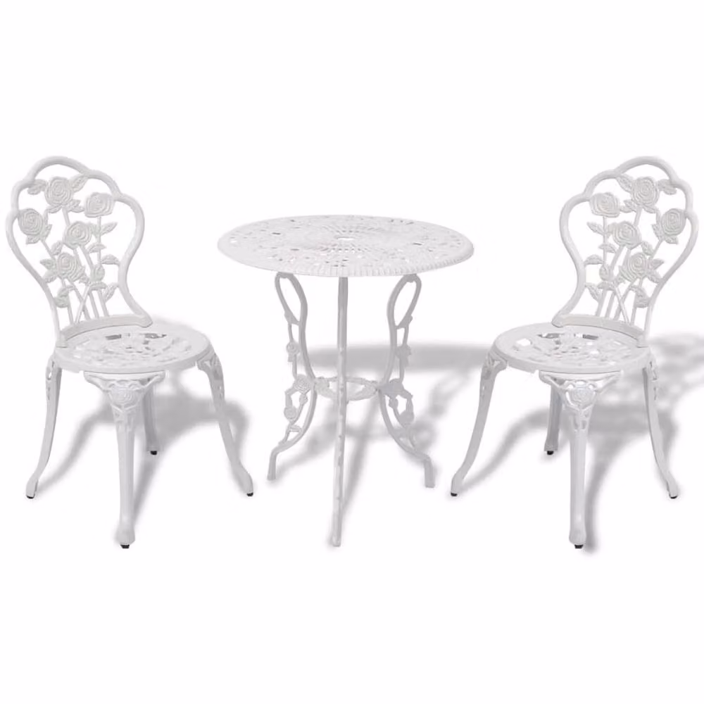 Berkfield Home 3 Piece Cast Aluminium Bistro Set in White