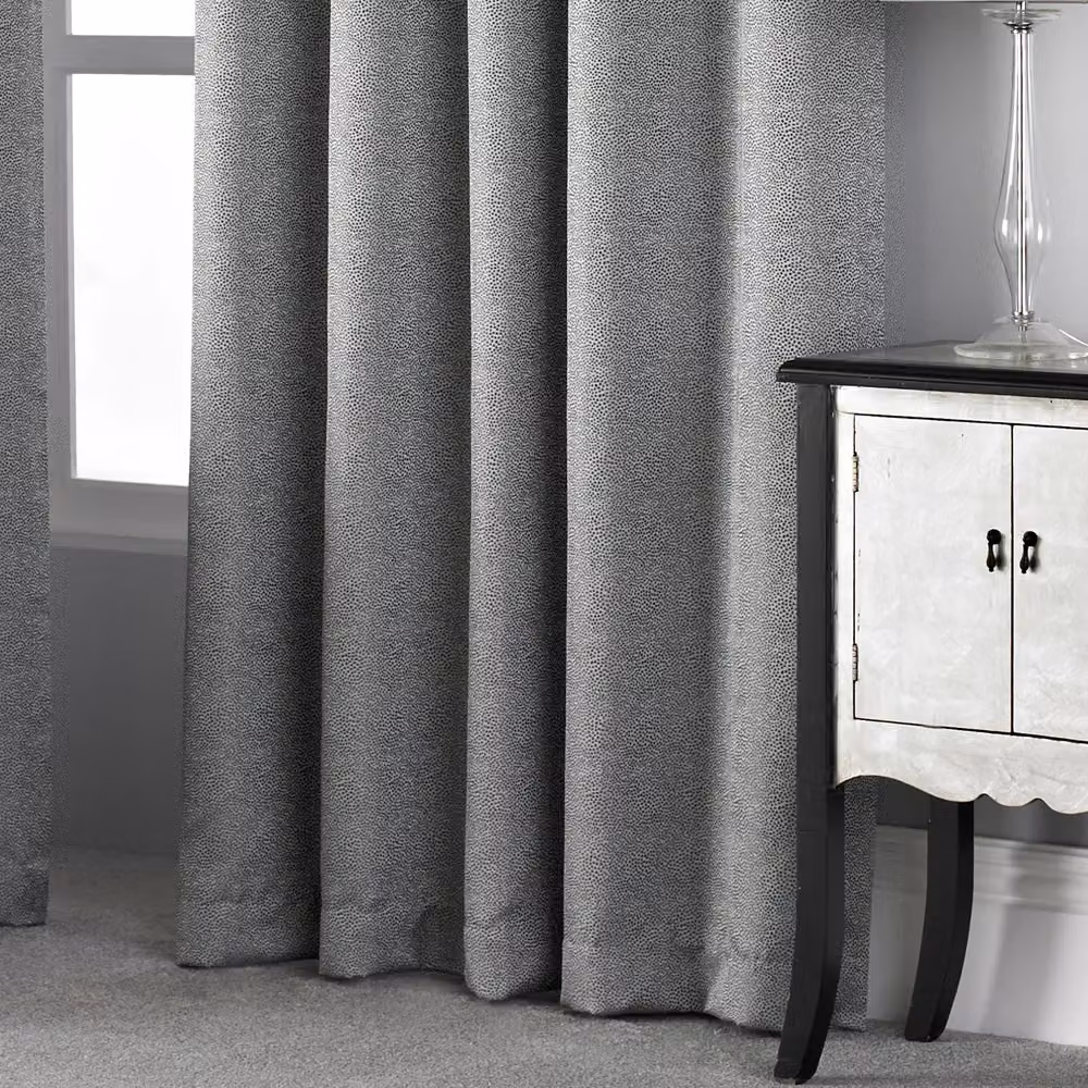 Paoletti Pendleton Dotted Eyelet Curtains in Grey and Silver, Width: 168 cm, Drop: 137 cm – 3
