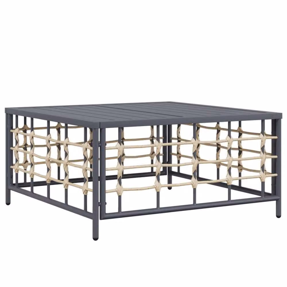 Berkfield Home Anthracite Poly Rattan Garden Table in Dark Grey, W/D/H: 70 x 70 x 34 cm – 3